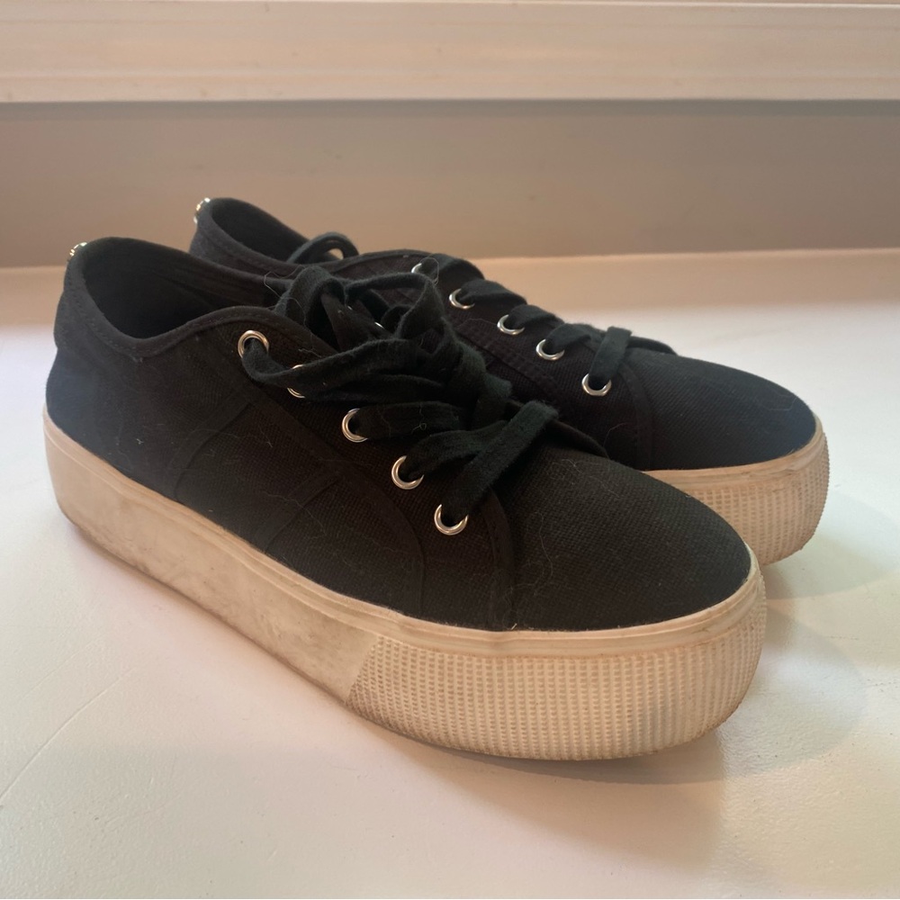 Steve Madden Black Canvas Platform Sneakers